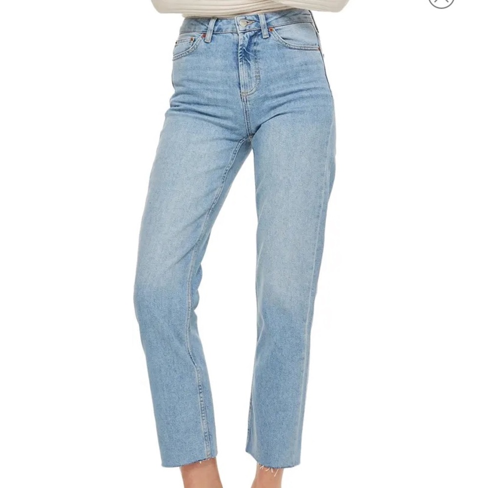 Topshop Raw Hem Crop Straight Leg Jeans